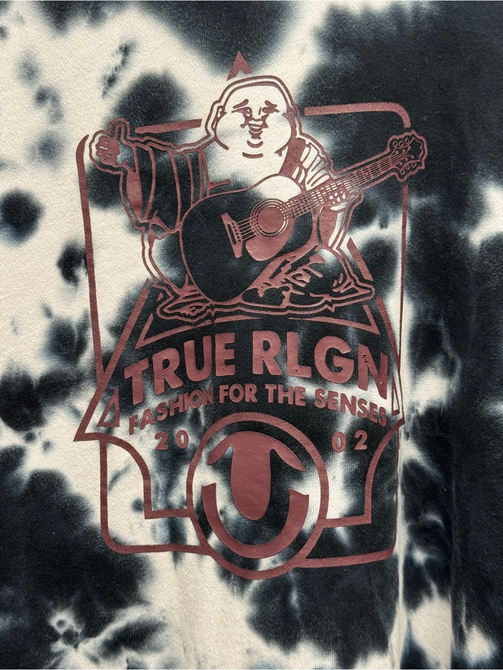 True Religion mens Black & White Tie-Dye Crewneck Sweatshirt pit 26” L 30” - Picture 4 of 9